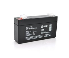 Акумуляторна батарея EUROPOWER AGM EP6-1.3F1 6 V 1.3 Ah ( 95x25x50 (55) ) Black Q40, вага 0,25 кг