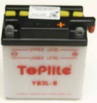 Мотоакумулятор TOPLITE YB3L-B 12V, 3Ah, д. 99, ш. 57, в.111, обсяг 0,25, вага 1,3 кг, без електроліту