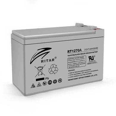 Акумуляторна батарея AGM RITAR RT1270A, Gray Case, 12V 7.0Ah (151 х 65 х 94 (100)) Q10
