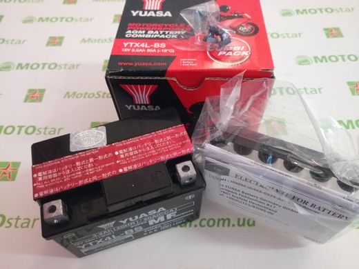 YUASA YTX4L-BS Мото акумулятор 3 А/ч, 50 А, -/+, 114х71х86 мм