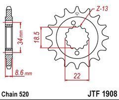 JTF1908,14 Звезда передняя KTM DUKE, RC 390 2013-2019 (2276 14 18NC)
