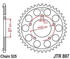 JT JTR807.45ZBK SUZUKI GSF 650 BANDIT '07-15, GSX 650 '08-16, GSF/GSX 400 BANDIT '90-92, SV 650 '99-13 (82845JT) (шаг. 525)