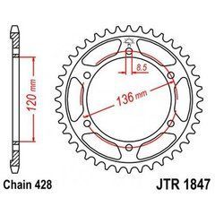 JT JTR1847.57 - Зірка задня YAMAHA FZR, SRX, TDR, TZR, XT 80-600 1988-2018