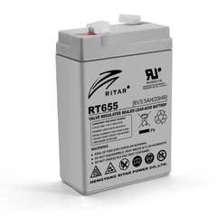 Аккумуляторная батарея AGM RITAR RT655, Gray Case, 6V 5.5Ah ( 70х47х99 (105) ) Q20