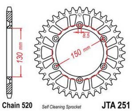 JT JTA251.48 - Звезда задняя легкосплавная