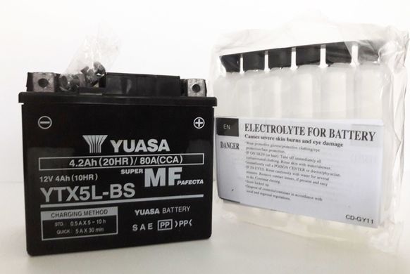 YUASA YTX5L-BS Мото аккумулятор 4,2 А/ч, 80 А, (-/+), 114х71х106 мм