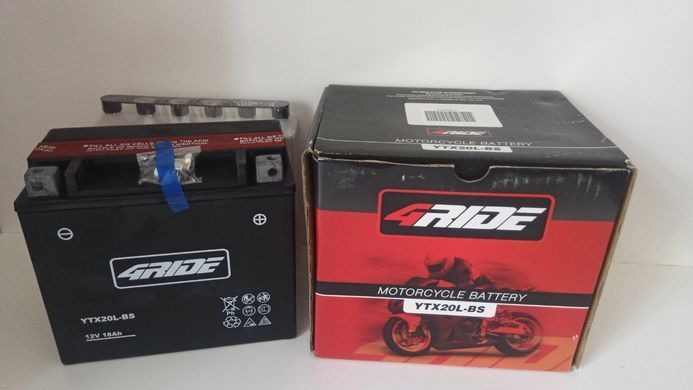 Аккумулятор YTX20L-BS 4 RIDE, AGM 12В 18Ah 270А R+ 175x86x154мм , 5,7кг