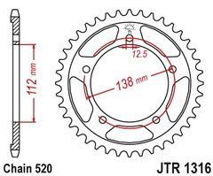 JT JTR1316.41 - Звезда задняя HONDA CB, CBR, CTX, INTEGRA, NC 500/700/750 2012-2019