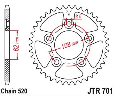 JTR701,40 - JTR701 (стальная задняя звездочка)