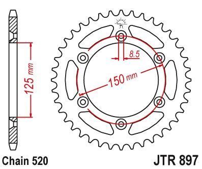 JTR897,42 Звезда задняя KTM SX/EXC (цепь 520) (SUNR1-3547-42)