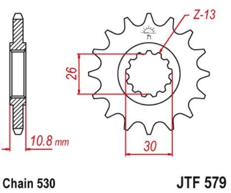 Передняя звездочка с резиновыми амортизатором JT JTF579.16RB&nbsp;YAMAHA R1 '98-'03, FZS 1000 '01-'05