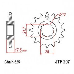 JT JTF297.16 - Зірка передня 2041 16 HONDA CB 500 '94-'03, CBF 500 '04-'08 (204116JT) (крок. 525) (+1зуб)