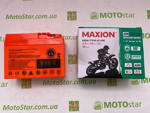 Акумулятор MAXION MXBM-YTR4A-BS AGM  (12V, 2,3Ah, 30А EN), 113x48x85 мм, вес 0,98кг