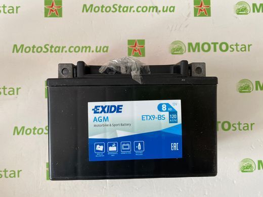 EXIDE ETX9-BS / YTX9-BS Мото аккумулятор 8 А/ч, 120 А, (+/-), 150х87х105 мм