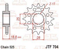 JTF704,16 Звезда передняя APRILIA ETV, RST, RSV, SL, TUONO; BMW F; HUSQVARNA NUDA 650-1100 1998-2020