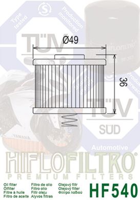 HIFLO HF540 - Фильтр масляный Bajaj Boxer BM 150, 125, Bajaj V15 (DD121181)
