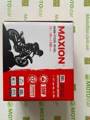 Мото акумулятор Maxion MXBM-YTX20L-BS GEL 12V, 20 A/г, 330 A, (-/+), 175x87x155 мм. 7,2кг (YTX20L-BS, YTX20HL-BS)