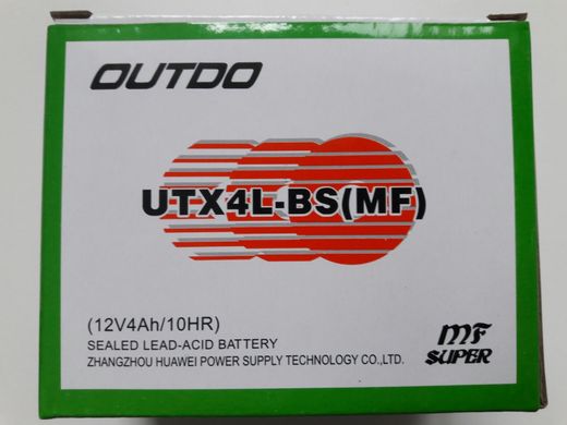 Аккумулятор Outdo UTX4L-BS 12V 4Ah Mf Super 113x70x85мм YTX4L-BS
