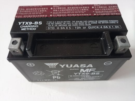 YUASA YTX9-BS Акумулятор 8,4 А/ч, 135 А, (+/-), 150х87х105 мм