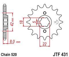 JTF431,13 Звезда передняя SUZUKI PE 250 '78-'82, RM 250 '79-'81, RM 400 '78-'80
