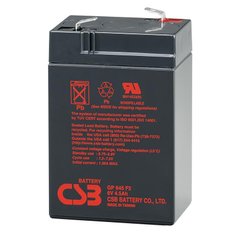 Акумуляторна батарея CSB GP645, 6V 4.5Ah (70 х 47 х 102 (108) ) Q20, вага 0,85 кг