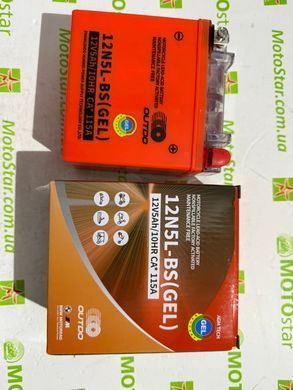 12N5L-BS OUTDO (GEL) Аккумулятор гель, 12V, 5Ah, 119x60x129 мм (YB5L-B)