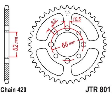 JTR801,44 - JTR801 Стальная задняя звездочка