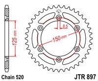 JT JTR897.52 - Звезда задняя KTM SX/EXC (SS 1-3547-52)