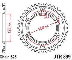 JTR899,42 Звезда задняя 525, кількість зубців: 42 KTM ADVENTURE, SUPER ADVENTURE, SUPER ENDURO 950-1290 2003-2020