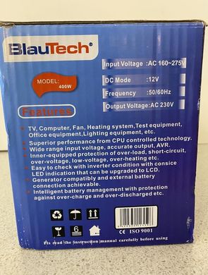 Источник бесперебойного питания BLAUTECH 400 Вт 12 В с правильной синусоидой