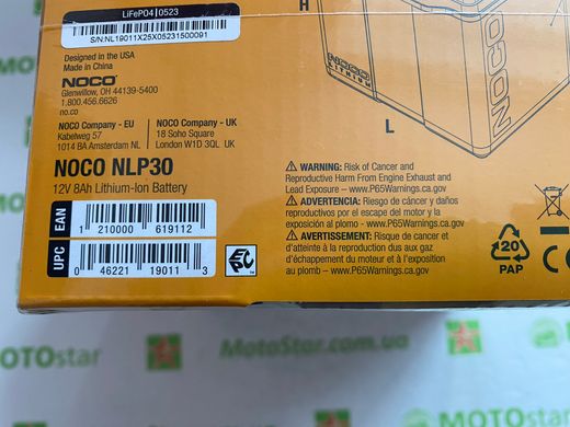 Аккумулятор литиевый NOCO NLP30 12В, 8Агод. (99 Втч) 700А, P+, Powersports 166x126x178мм (YTX30L-BS)