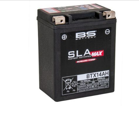 Аккумулятор BS BTX14AH MAX (FA) (YTX14AH-BS) ССA: 240A, 12V 13AH 134X89X166 мм INDIAN, POLARIS
