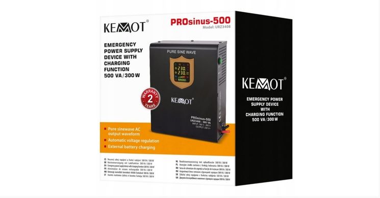 Источник бесперебойного питания Kemot URZ3408 LED 500 ВА / 300 Вт 12 В с правильной синусоидой