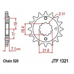 JT JTF1321.12 - Зірка передня HONDA CB, CBF, CBR, CBX, CMX, CRF, XR 250/300 1996-2021