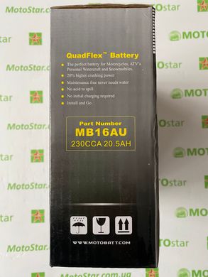 Motobatt MB16AU Акумулятор 20,5 А/ч, 230 А, (-/+), 207x72x164 мм