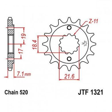 JT JTF1321.12 - Зірка передня HONDA CB, CBF, CBR, CBX, CMX, CRF, XR 250/300 1996-2021