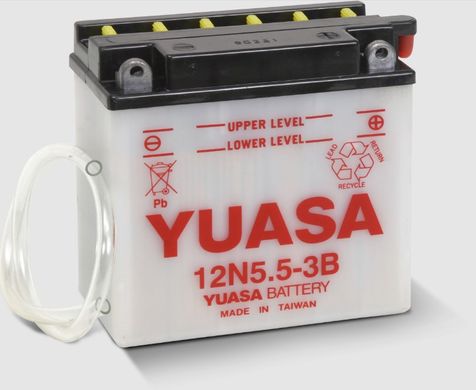 YUASA 12N5.5-3B Мото аккумулятор 5,5 А/ч, 60 А, (-/+), 135х60х130 мм