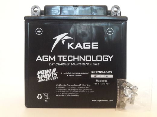 KAGE KG12N9-4B-BS Мото аккумулятор 9 A/ч, 95 A, (+/-), 135x75x139 мм