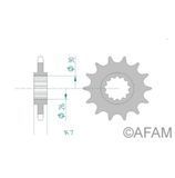 Звезда приводная AFAM 20612-16 Shaft Sprocket 525, 16зв. JTF1370,15RB
