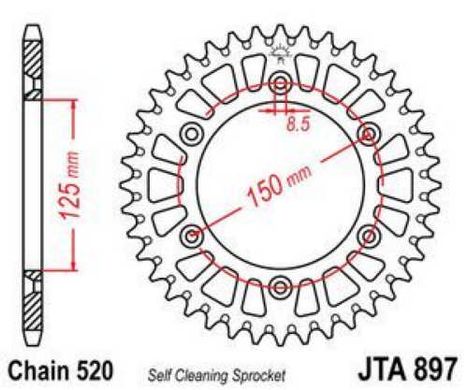 JT JTA897.45 - Звезда задняя легкосплавная