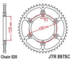 Зірочка JT JTR897.52SC KTM 350 EXC-F 11-22