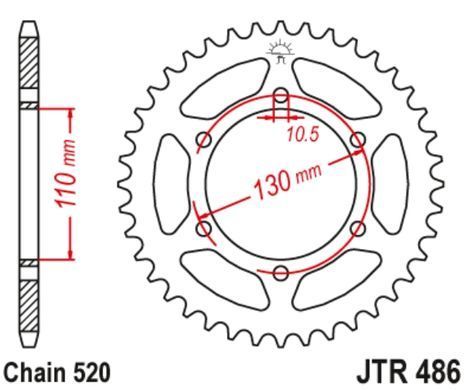 JT JTR486.44 KAWASAKI ER, EX, GPX, GPZ, KR, NINJA, Z, ZR, ZZR; YAMAHA FZ6, MT-03, YZF-R1, YZF-R3 250-1000 1984-2020
