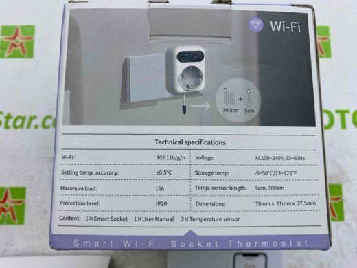 Цифровий термостат Tuya WIFI, розетка 16 А, дистанційний регулятор температури, таймер, перемикач охолодження та нагріву, датчик NTC 3 м